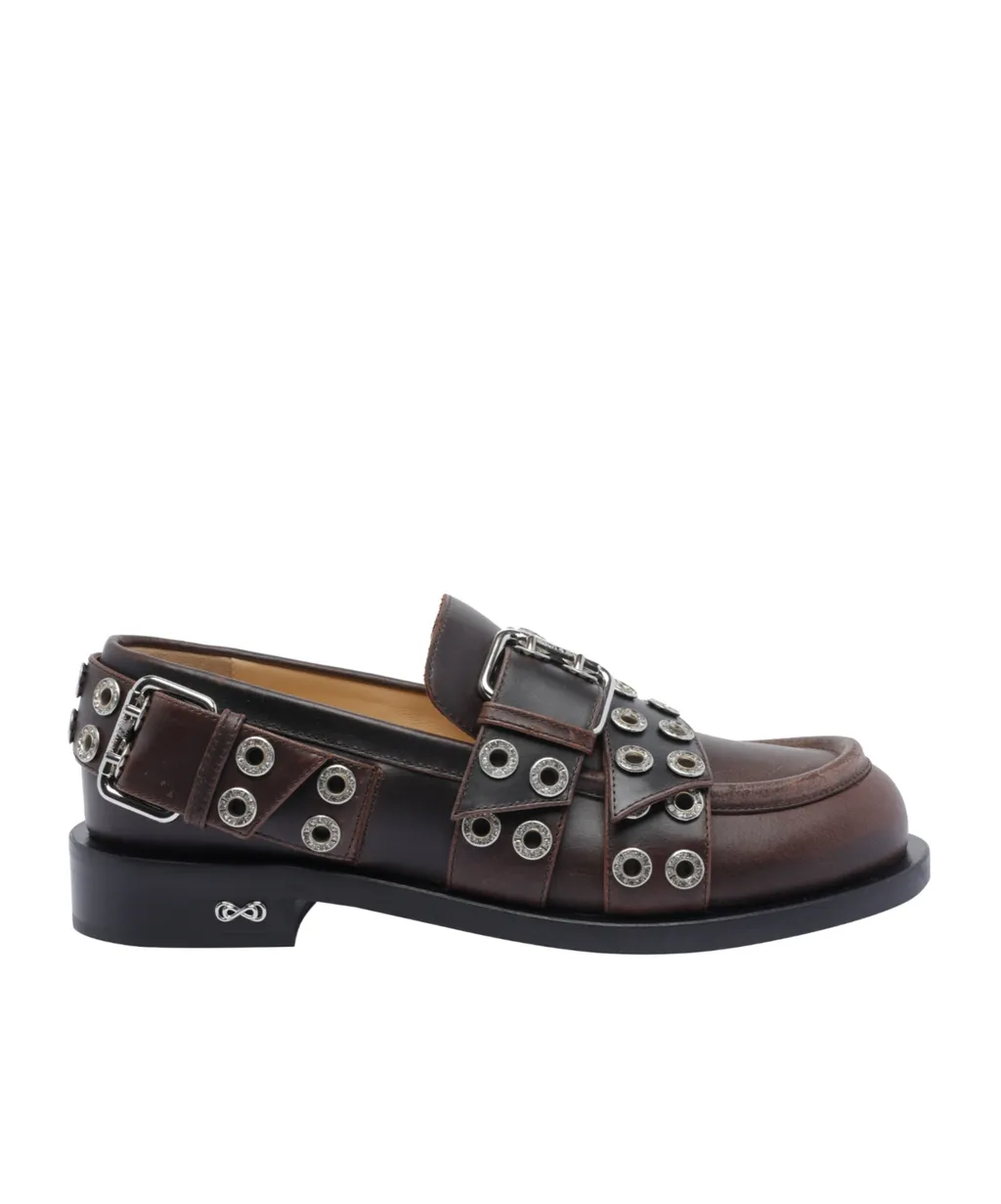 Mach & Mach Eyelet Round Toe Loafers