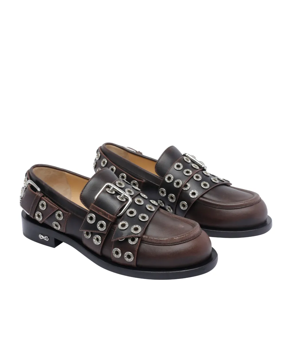 Mach & Mach Eyelet Round Toe Loafers
