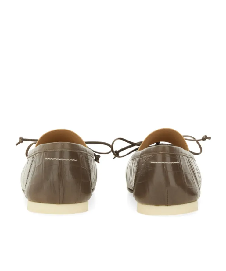 Mm6 Maison Margiela Embossed Square-Toe Flats