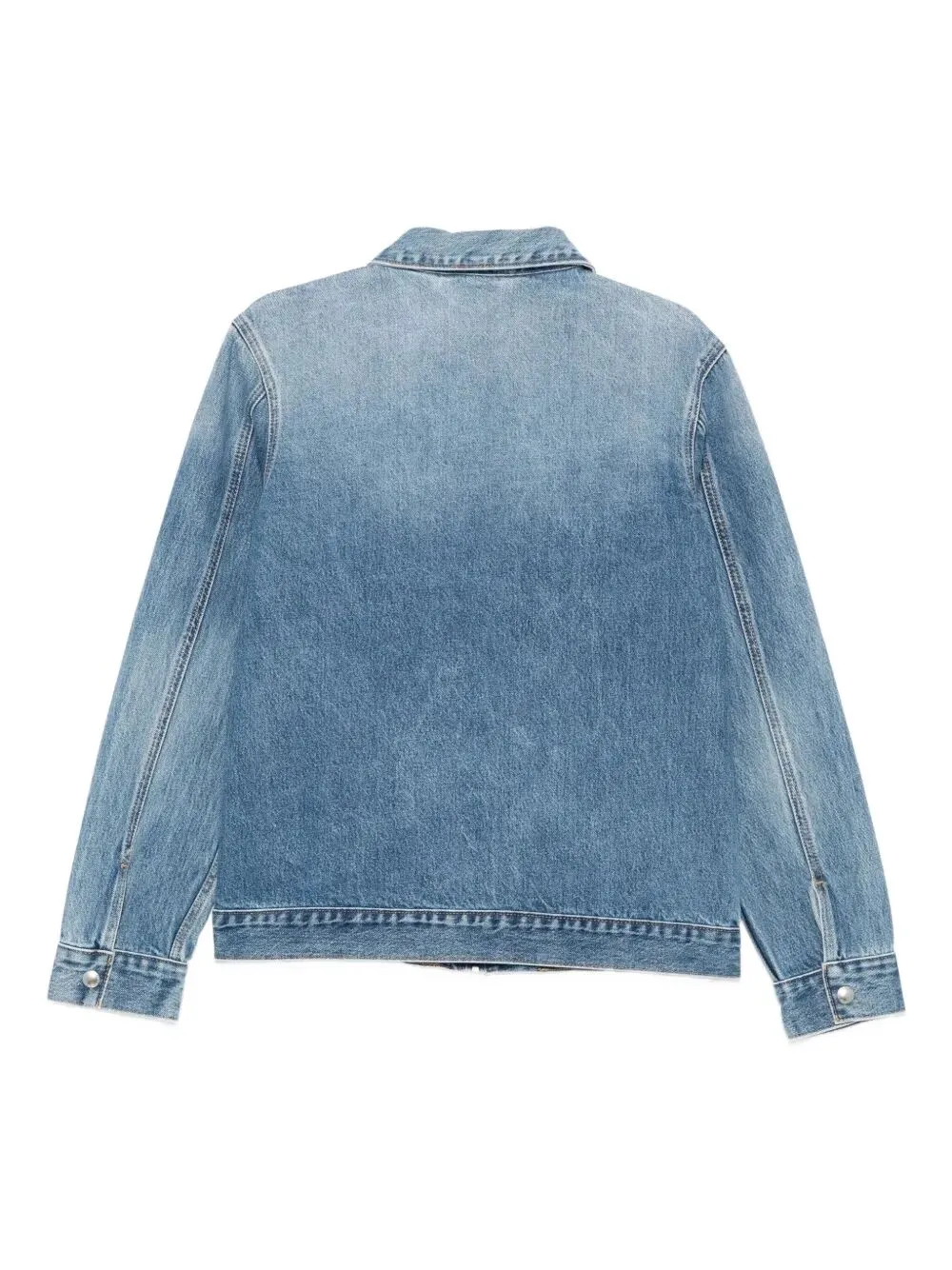 Zip-Up Long-Sleeved Denim Jacket
