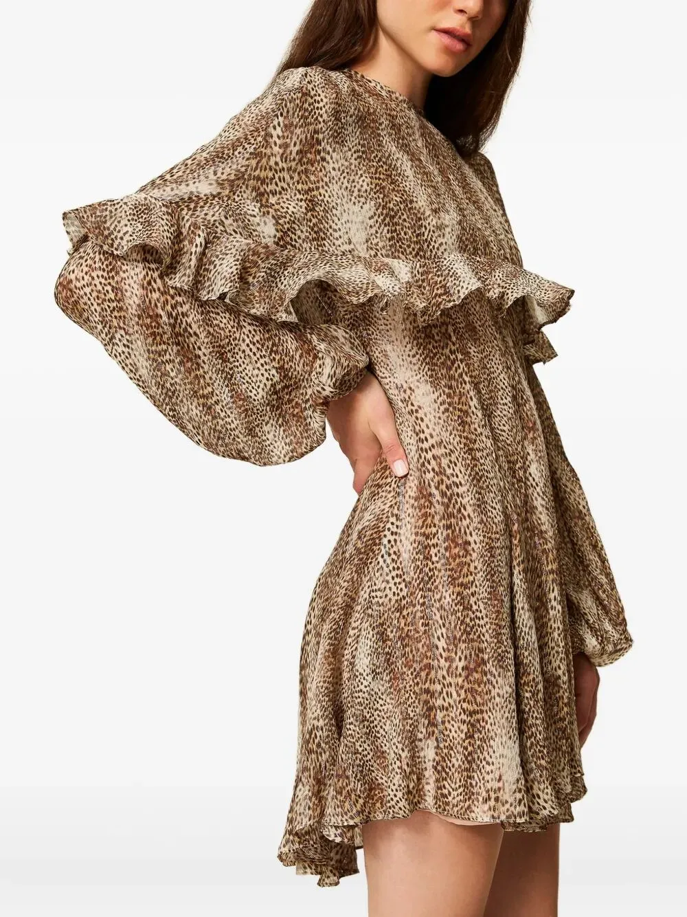 Ruffle-Detail Animal-Print Dress