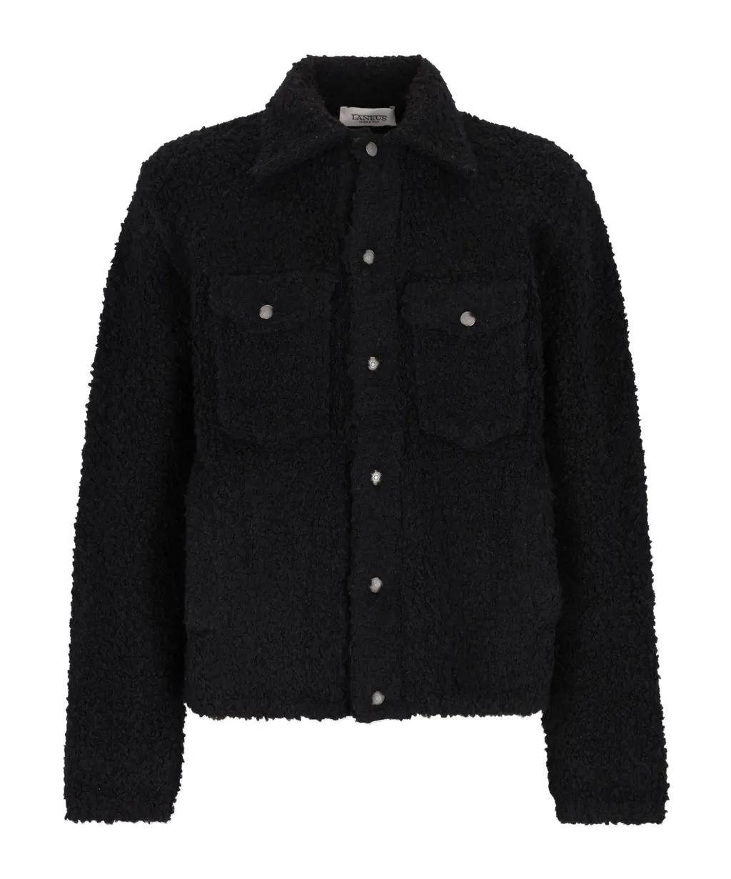 Textured Button-Fastening Shirt Jacket