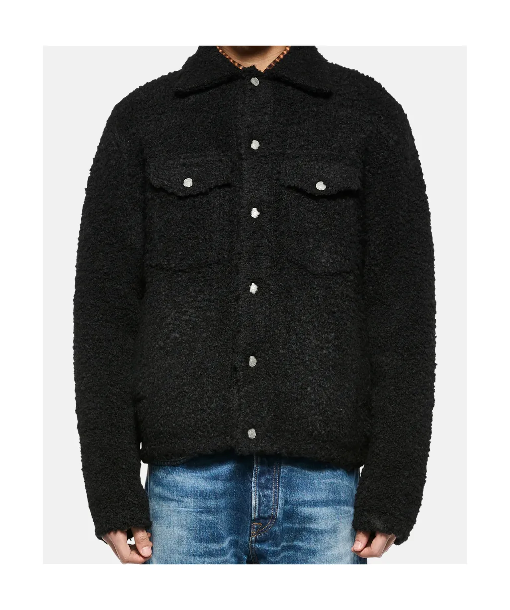Textured Button-Fastening Shirt Jacket