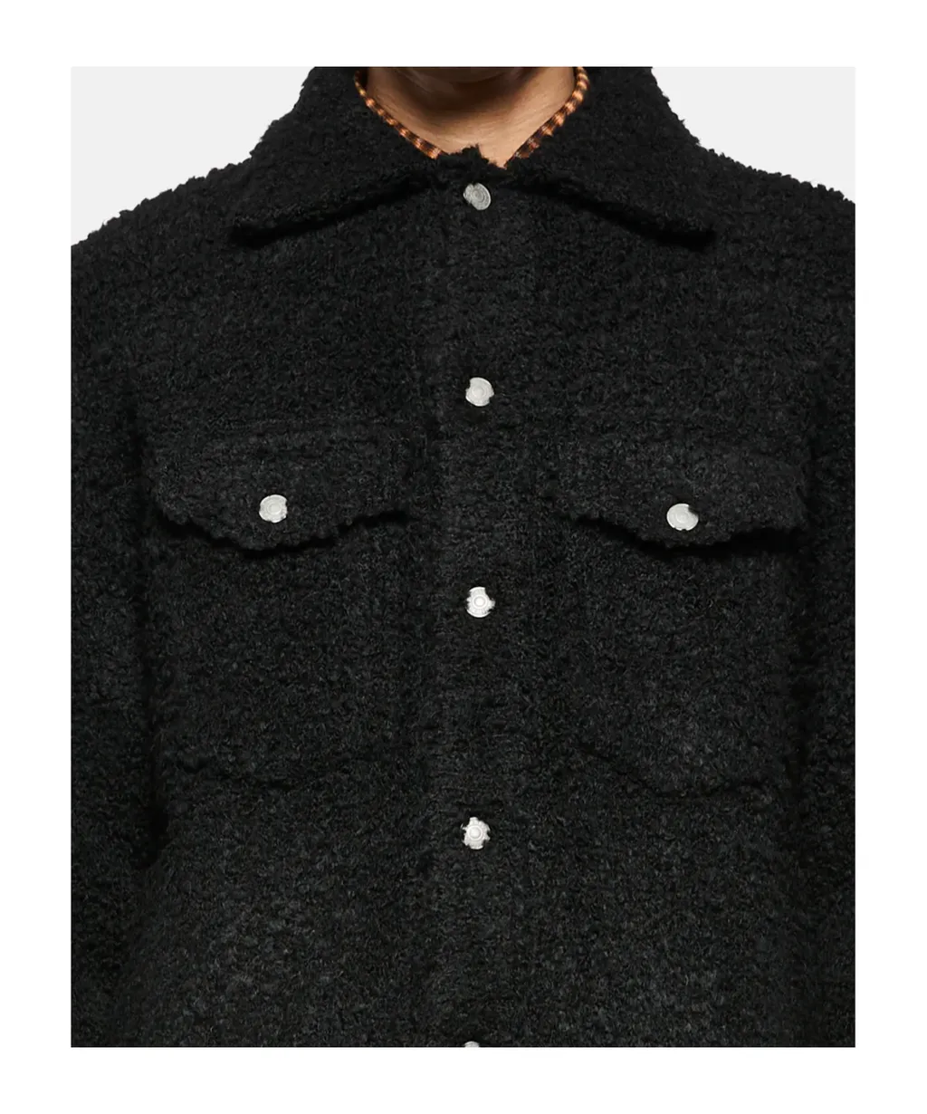 Textured Button-Fastening Shirt Jacket