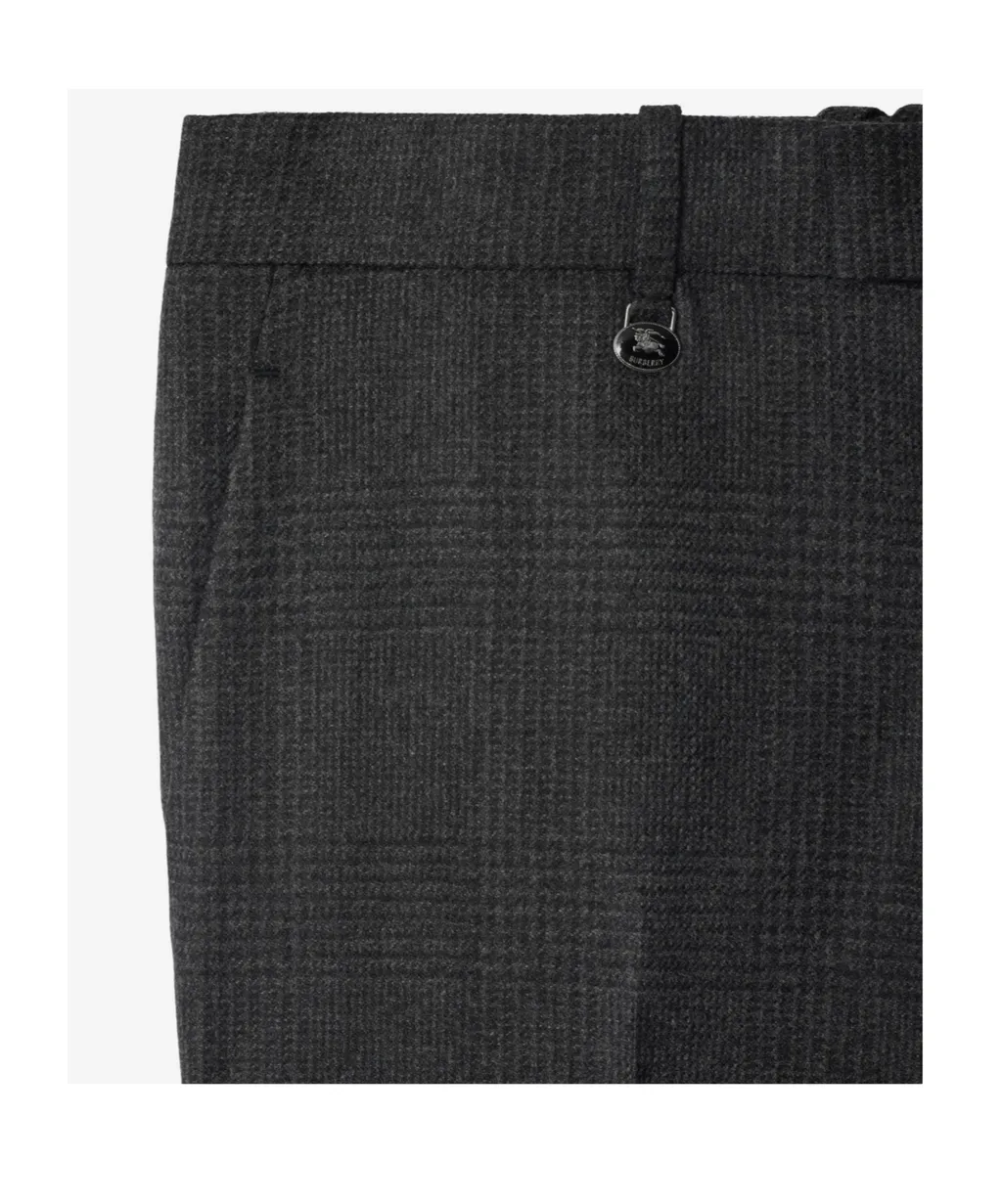 Check Wool Cashmere Tailored Trousers