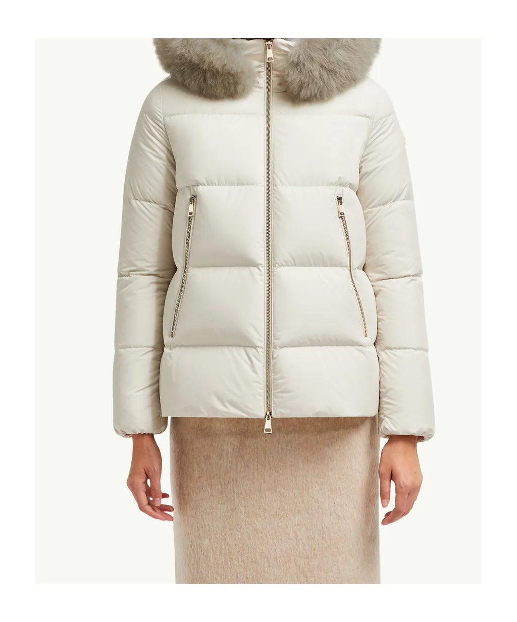 Laichefur Hooded Shearling-Trimmed Short Down Jacket