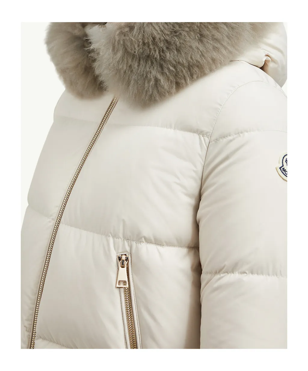 Laichefur Hooded Shearling-Trimmed Short Down Jacket