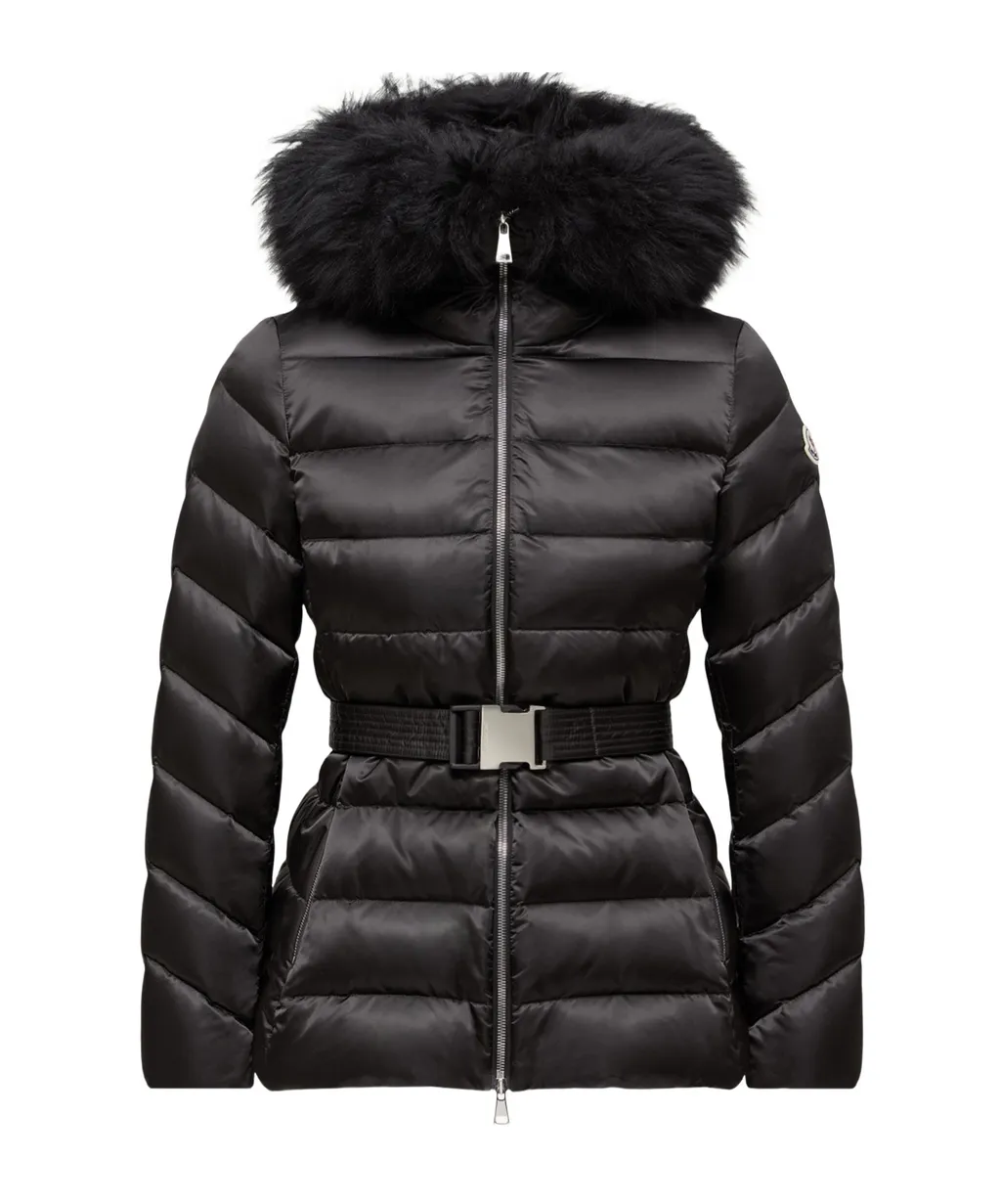 Moncler Cupidone Hooded Shearling-Trimmed Short Padded Jacket