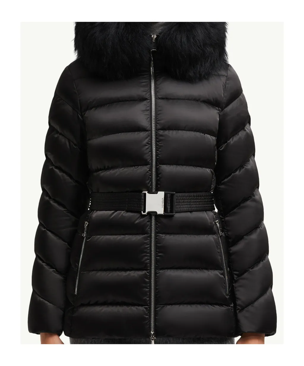 Moncler Cupidone Hooded Shearling-Trimmed Short Padded Jacket