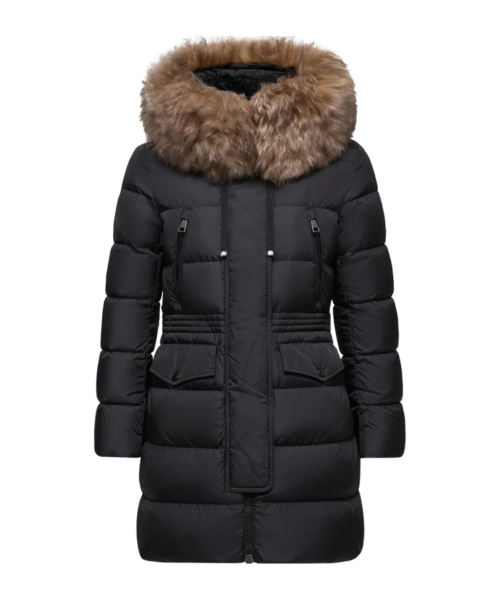 Aphroti Hooded Shearling-Trimmed Long Down Jacket
