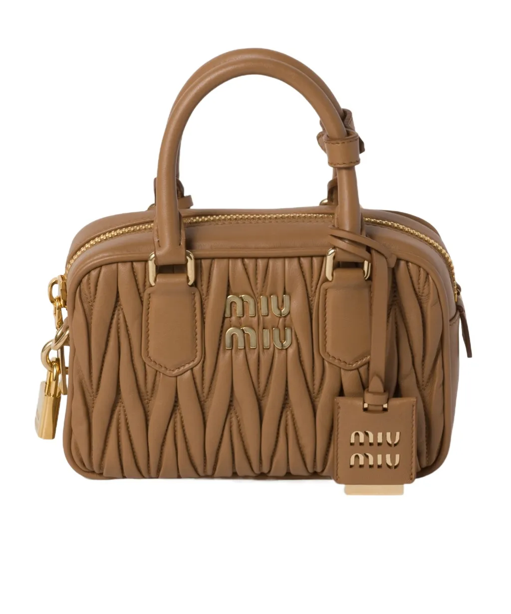 Miu Miu Matelassé Logo Lettering Tote Bag