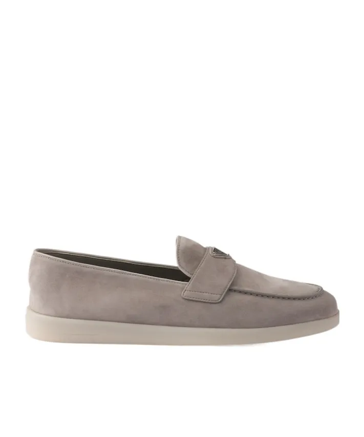 Prada Logo Plaque Almond Toe Loafers