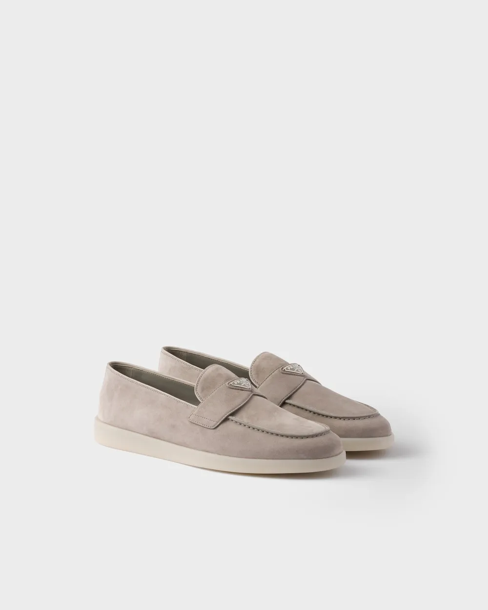 Prada Logo Plaque Almond Toe Loafers