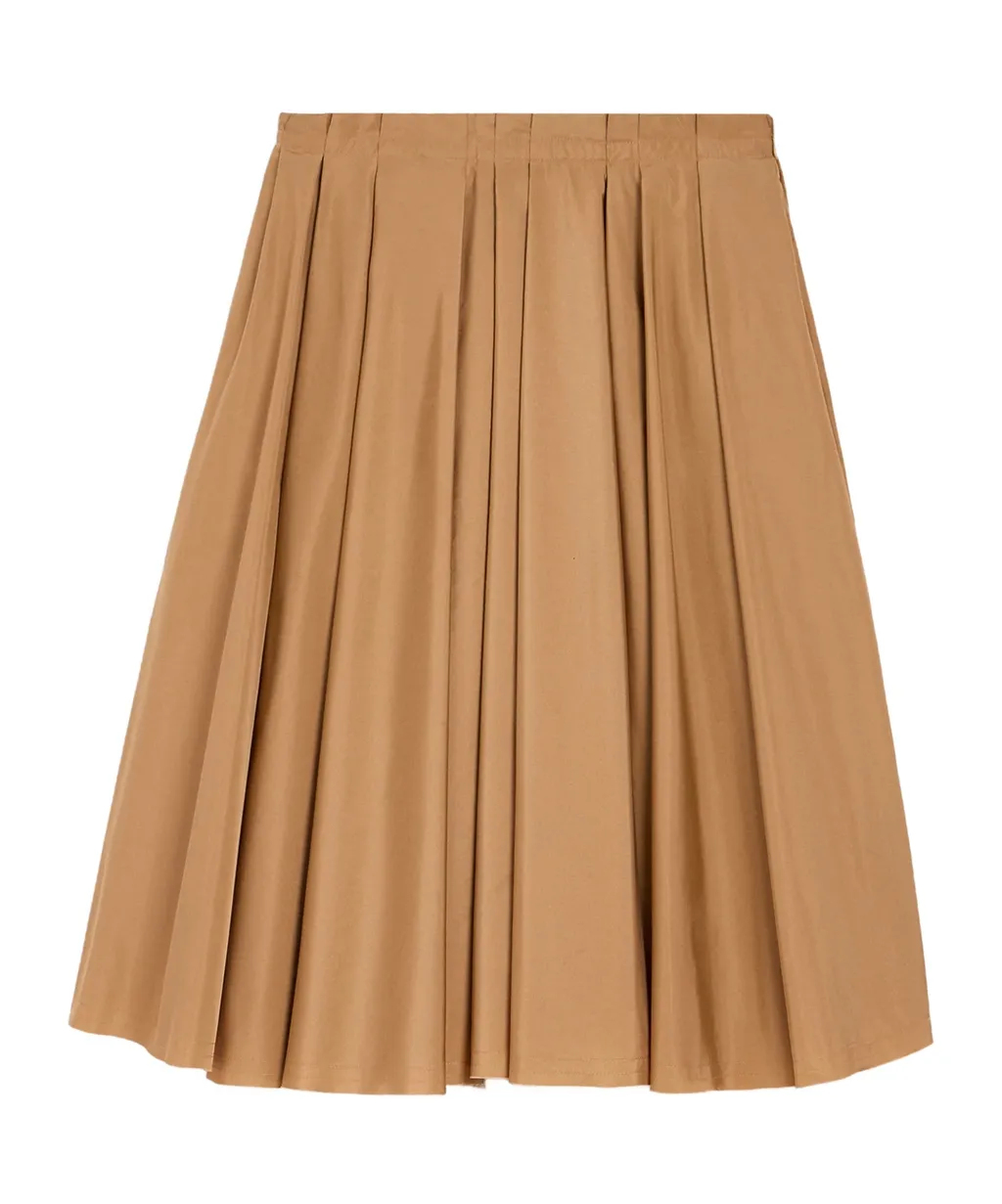 Brown Taffetas Midi Corolla Skirt