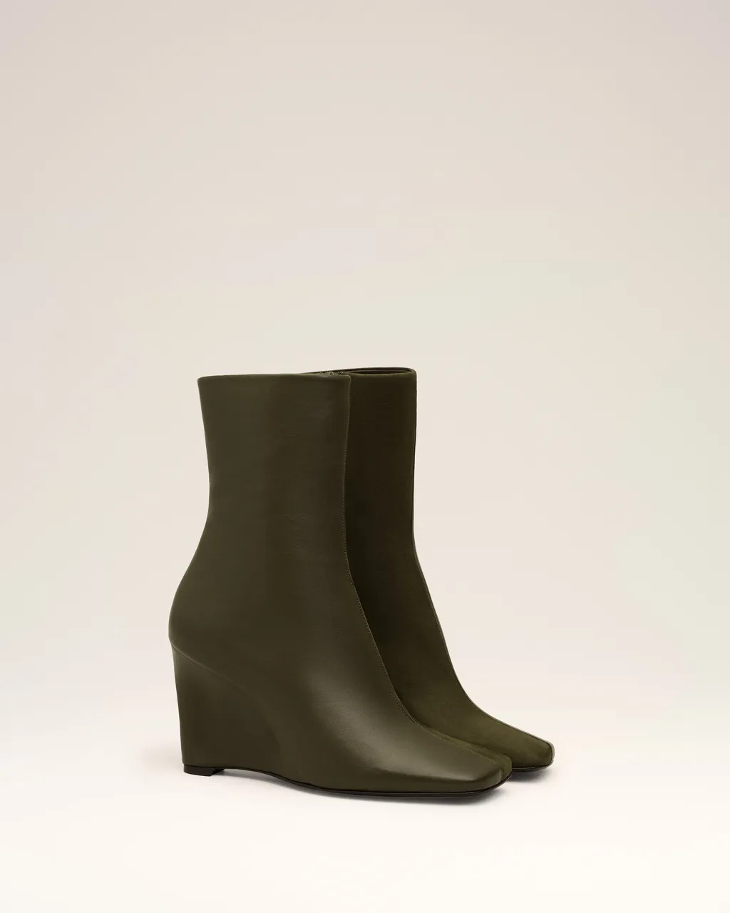Square Toe Wedge Ankle Boots