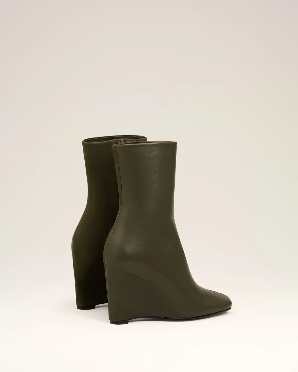 Square Toe Wedge Ankle Boots
