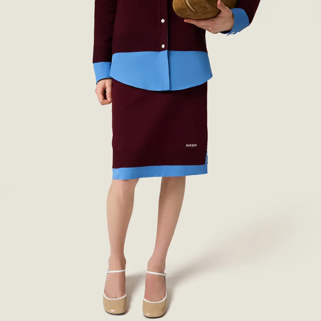 Embroidered-Logo Split Midi Skirt
