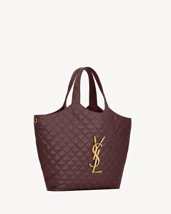 Saint Laurent Icare Logo Plaque Quilted Tote Bag