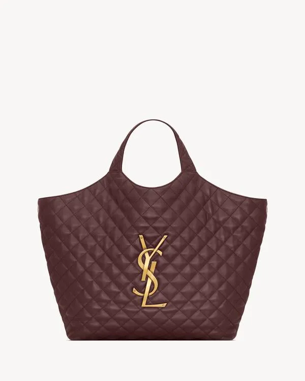 Saint Laurent Icare Logo Plaque Quilted Tote Bag
