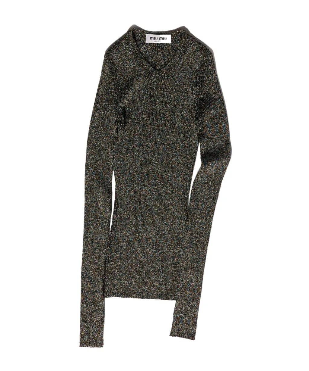 Miu Miu Lurex-Detailed V-Neck Jumper