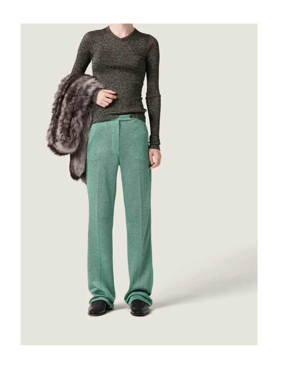 Miu Miu Lurex-Detailed V-Neck Jumper