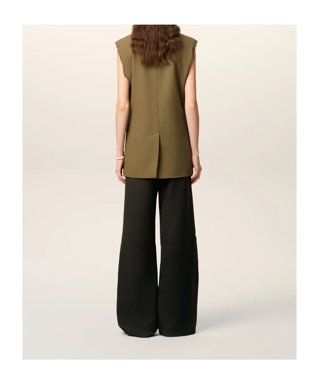 Green Wool Sleeveless Jacket