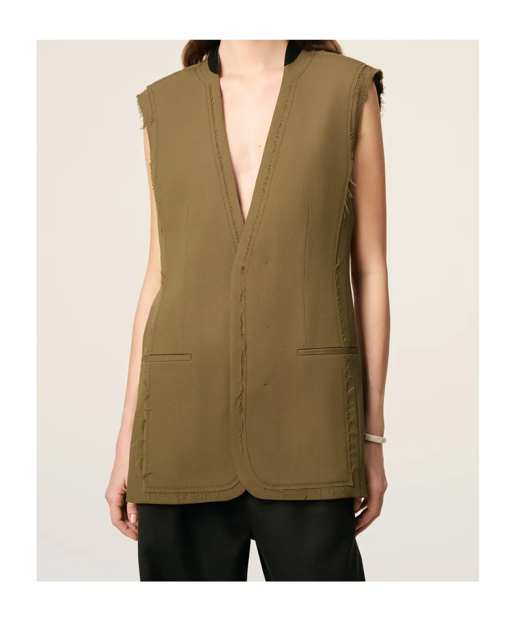Green Wool Sleeveless Jacket