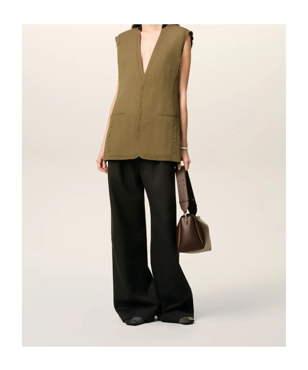 Green Wool Sleeveless Jacket
