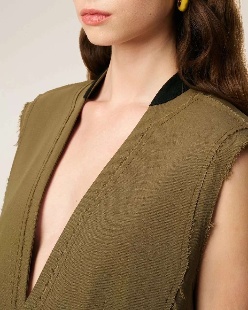 Green Wool Sleeveless Jacket