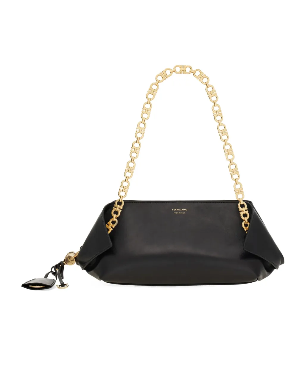 Ferragamo Logo Printed Chain-Linked Shoulder Bag