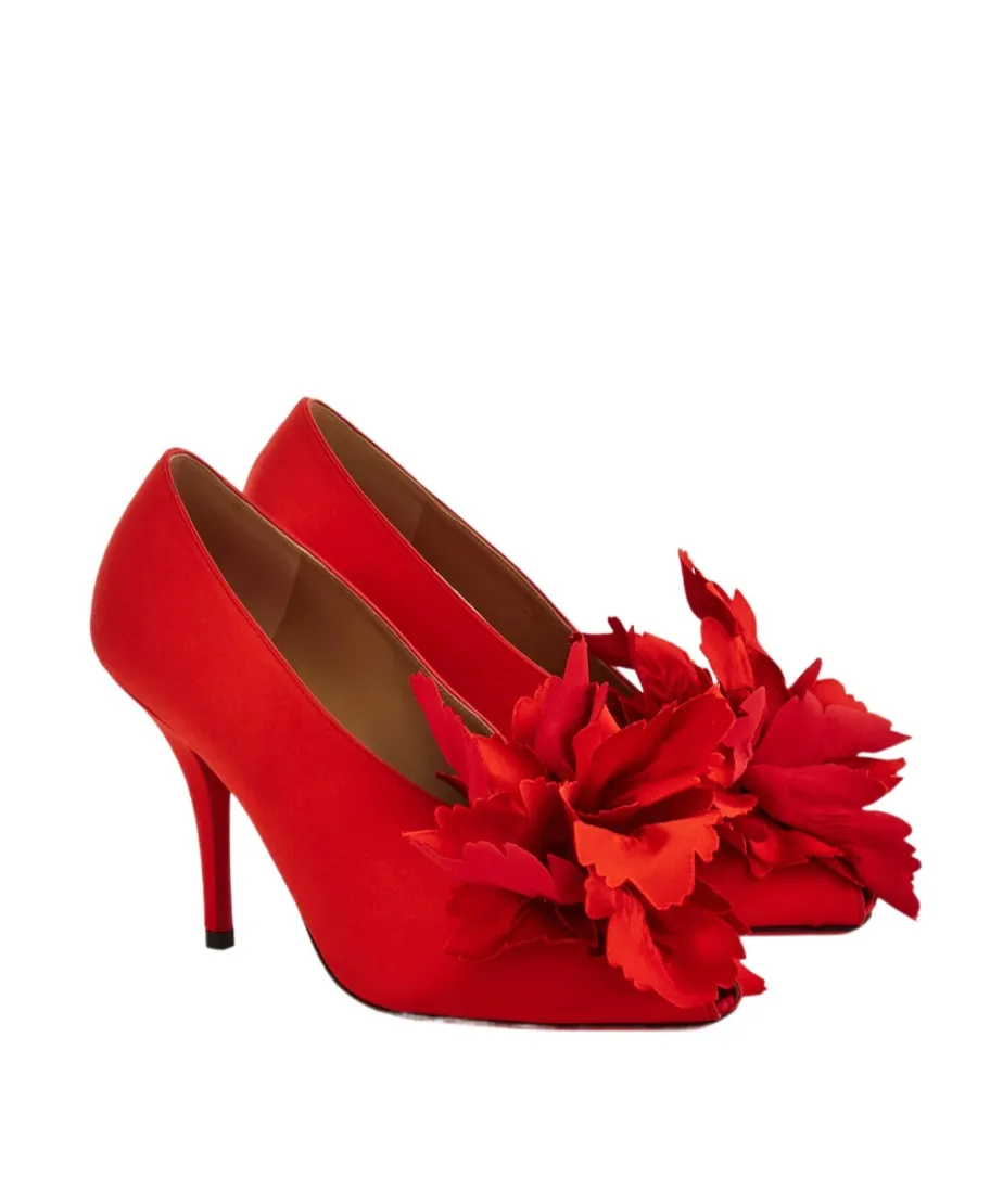 Flower Embellished High Heel Pump