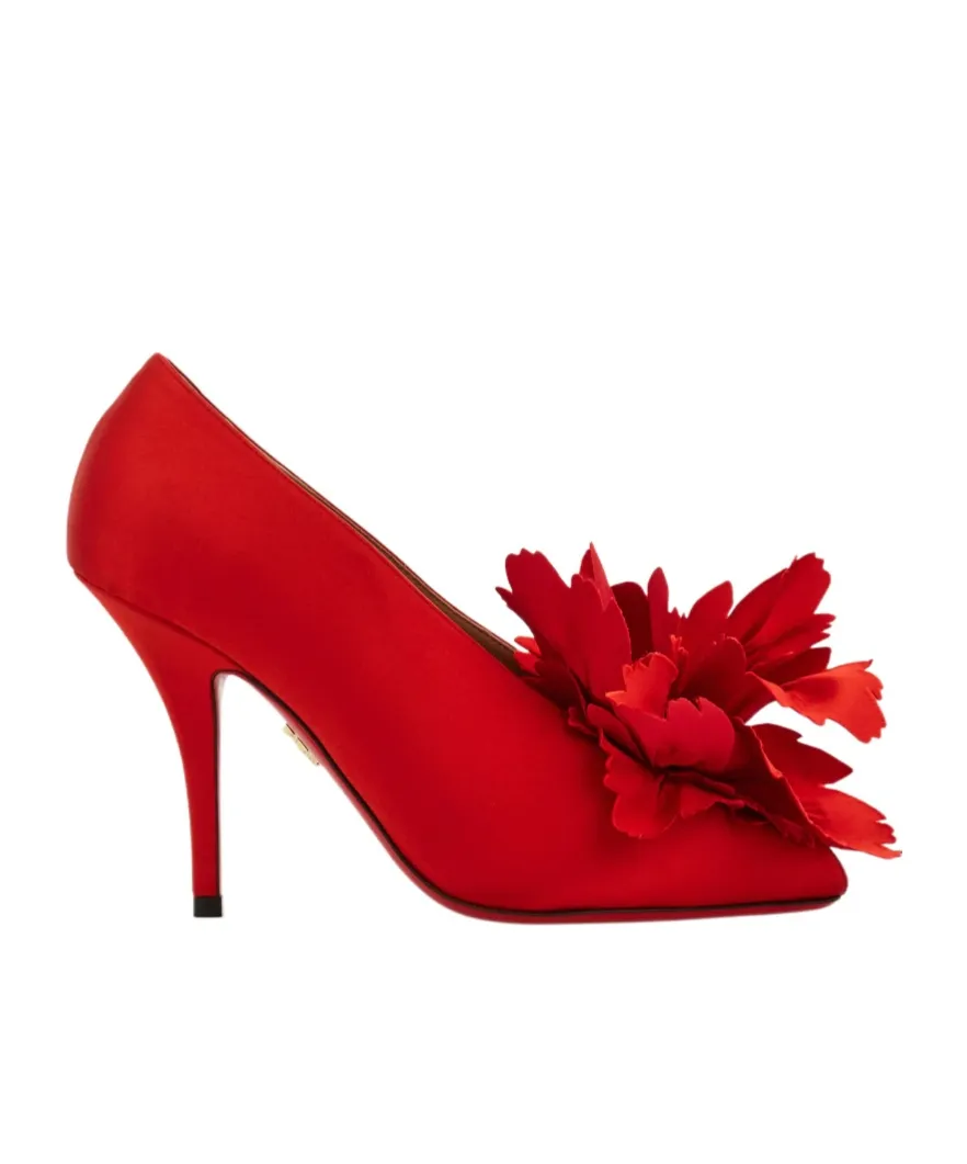 Flower Embellished High Heel Pump
