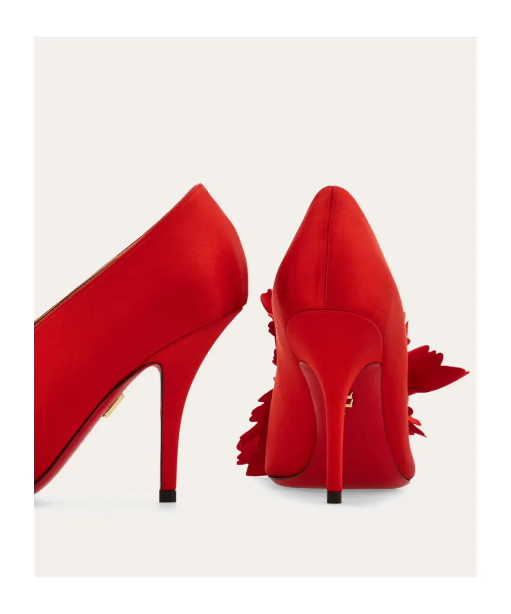 Flower Embellished High Heel Pump