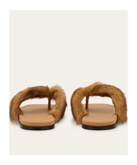 Thong Sandal With Fur Detail