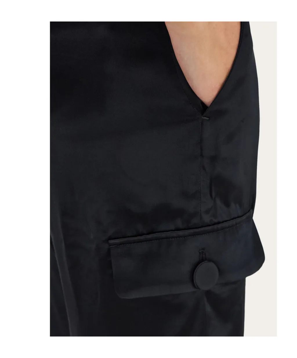 Ferragamo Belted Waist Satin Cargo Trousers