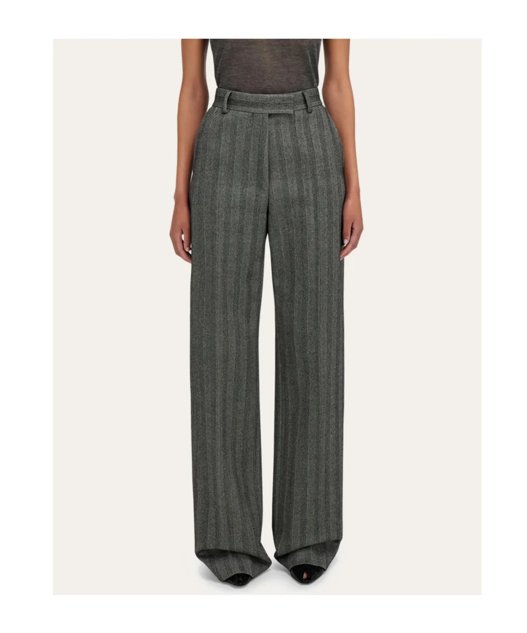 Ferragamo Straight-Leg Chevron Tailored Trousers