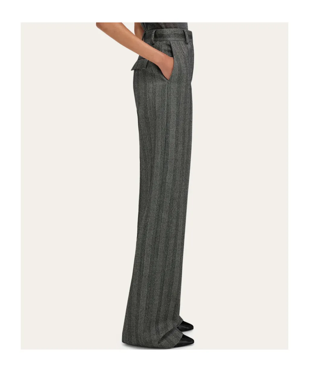 Ferragamo Straight-Leg Chevron Tailored Trousers