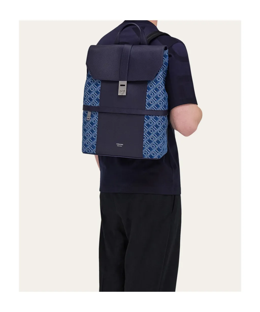 Ferragamo Monogram Backpack With Gancini Buckle