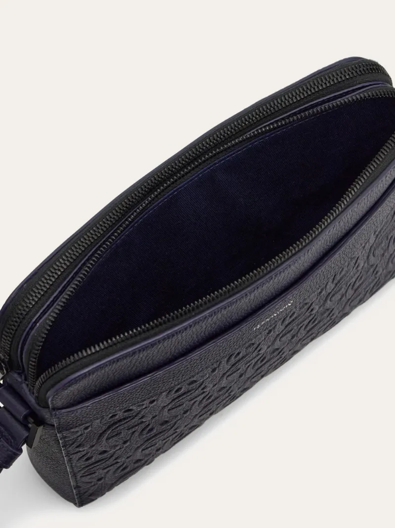 Embossed Gancini Crossbody Bag
