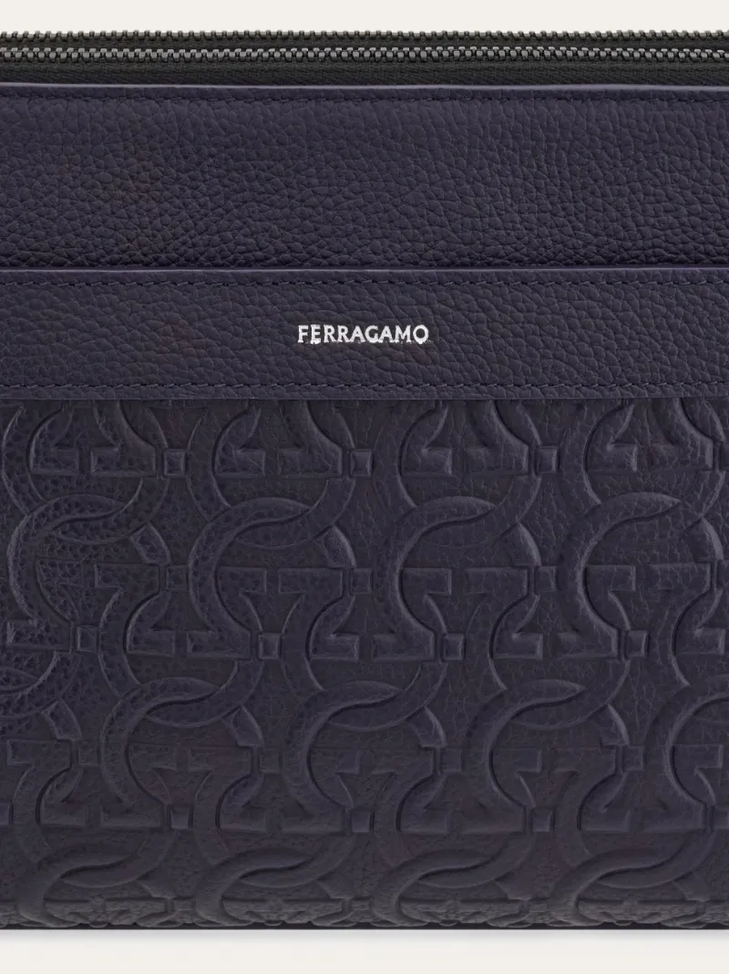 Embossed Gancini Crossbody Bag