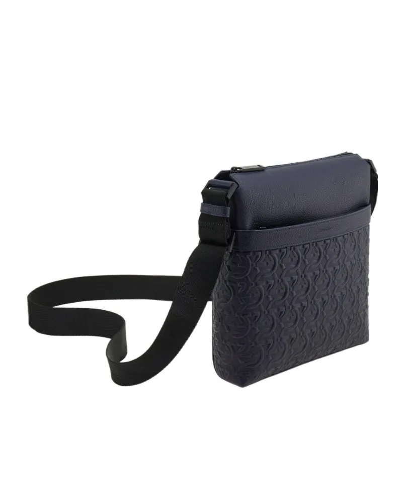 Embossed Gancini Messenger Bag