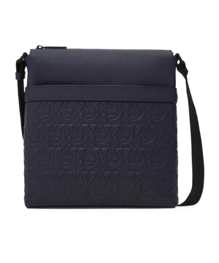 Embossed Gancini Messenger Bag