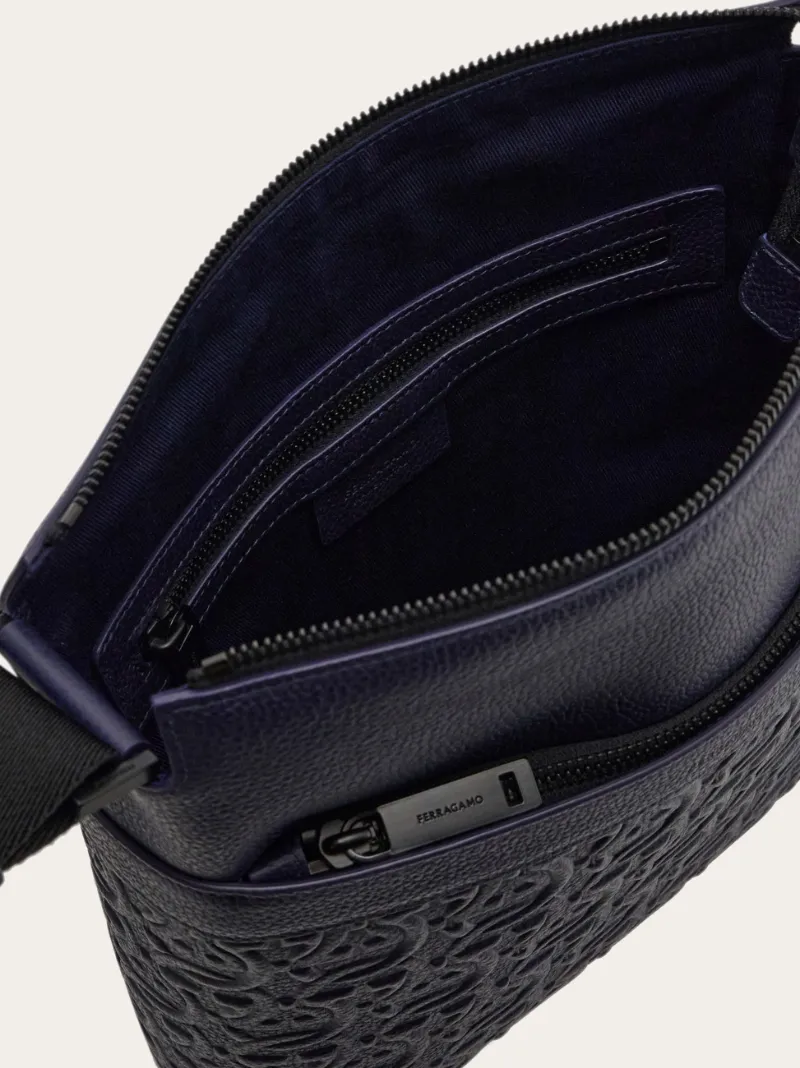 Embossed Gancini Messenger Bag