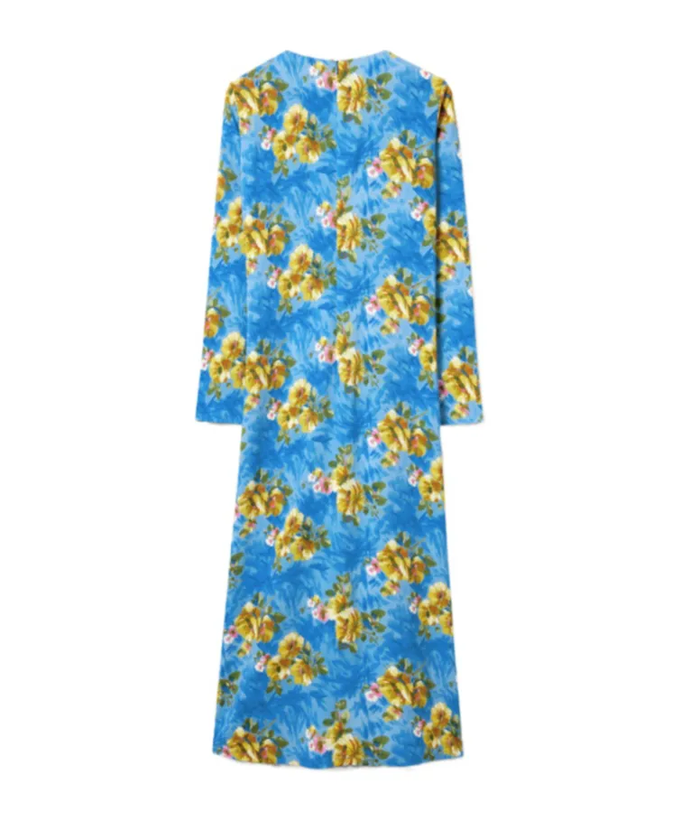 Long-Sleeve Floral-Print Maxi Dress