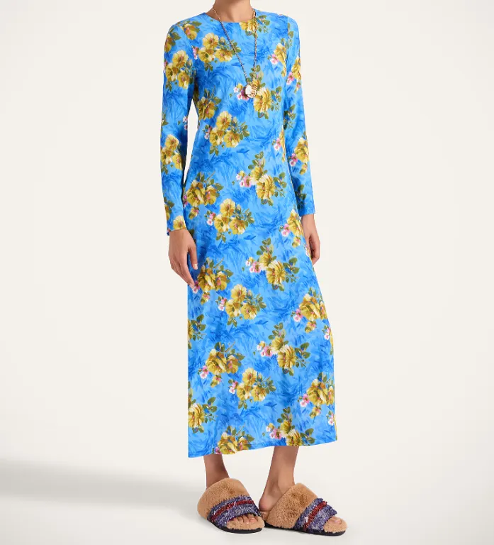 Long-Sleeve Floral-Print Maxi Dress