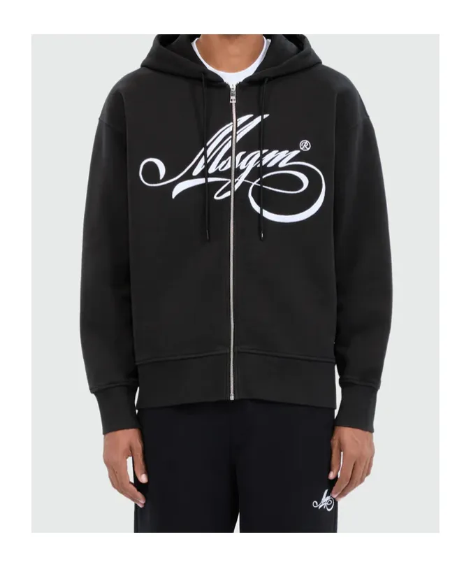 Msgm Logo Printed Zipped Hoodie