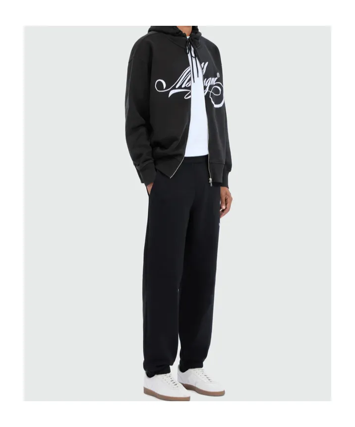 Msgm Logo Printed Zipped Hoodie