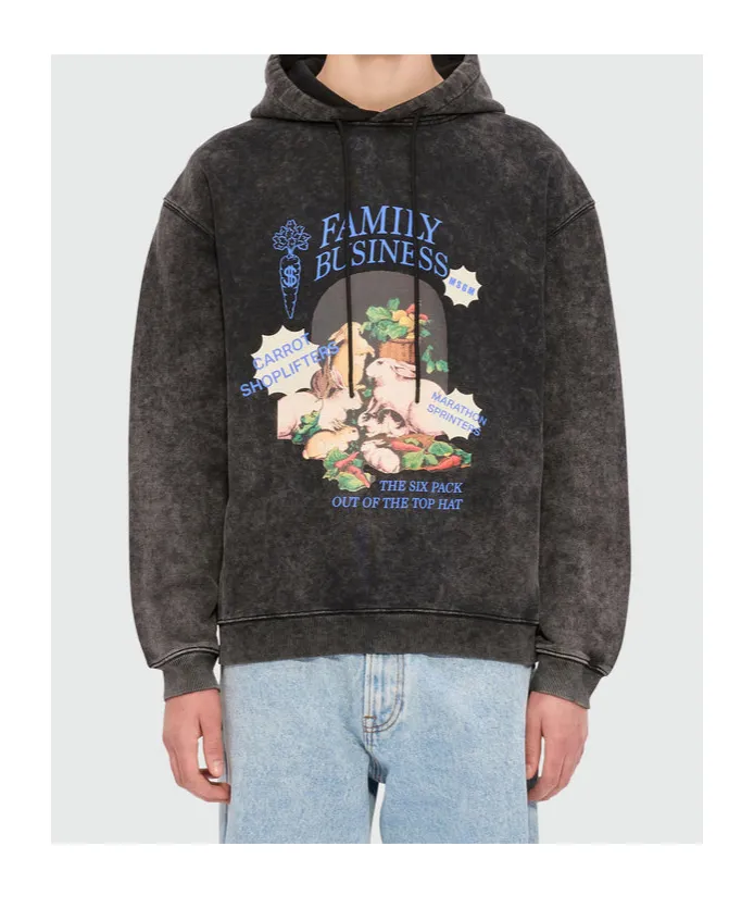 Msgm Family Business Print Marbled Jersey Hoodie