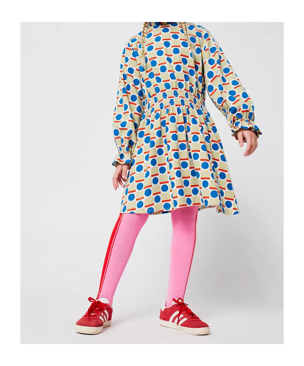 Ruffled Geometric-Print Dress