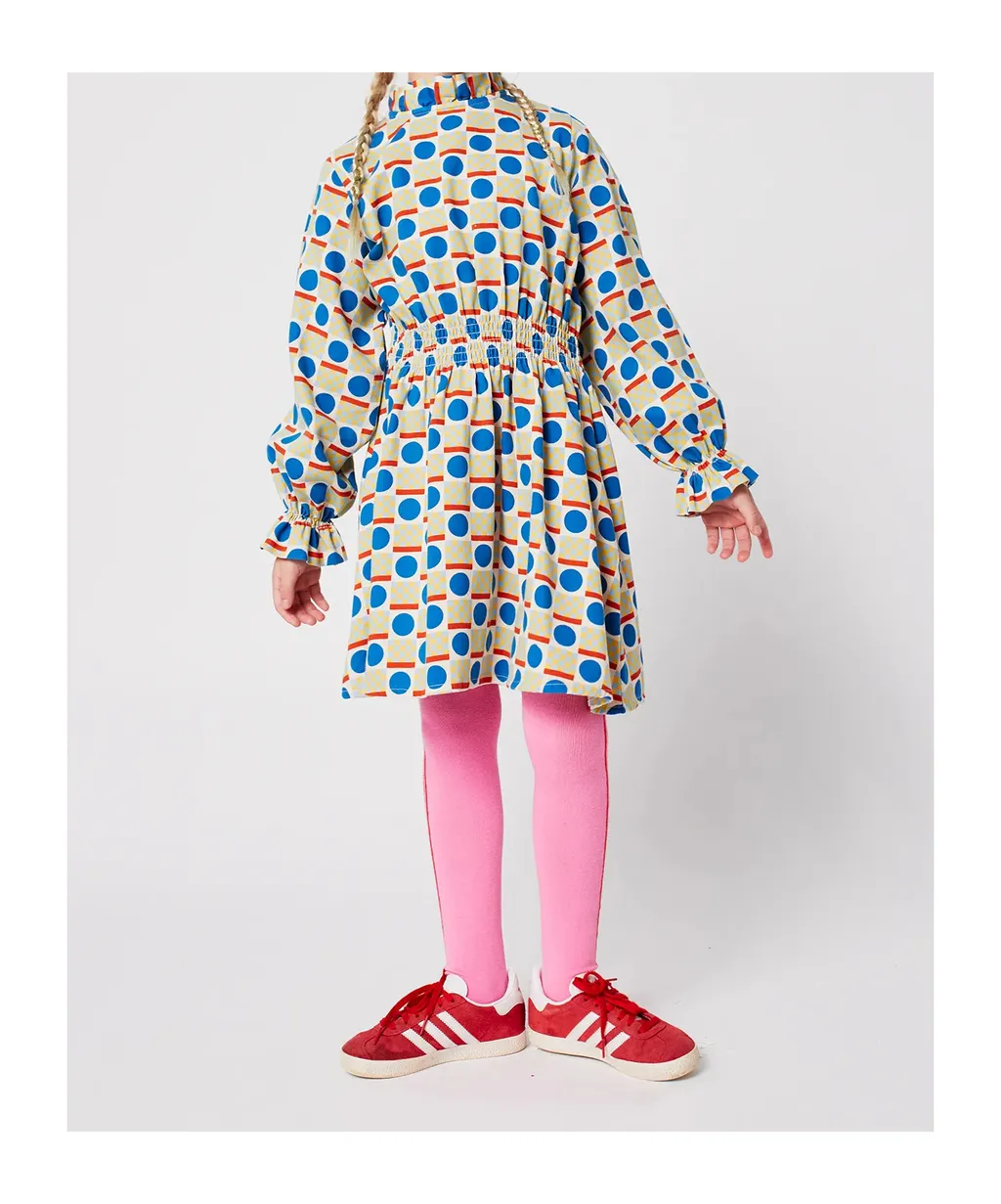 Ruffled Geometric-Print Dress